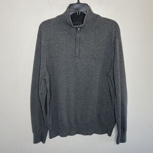 NAUTICA Mens Gray Lightweight Knit 1/4-Zip Pullover Sweater Sz L 100% Cotton
